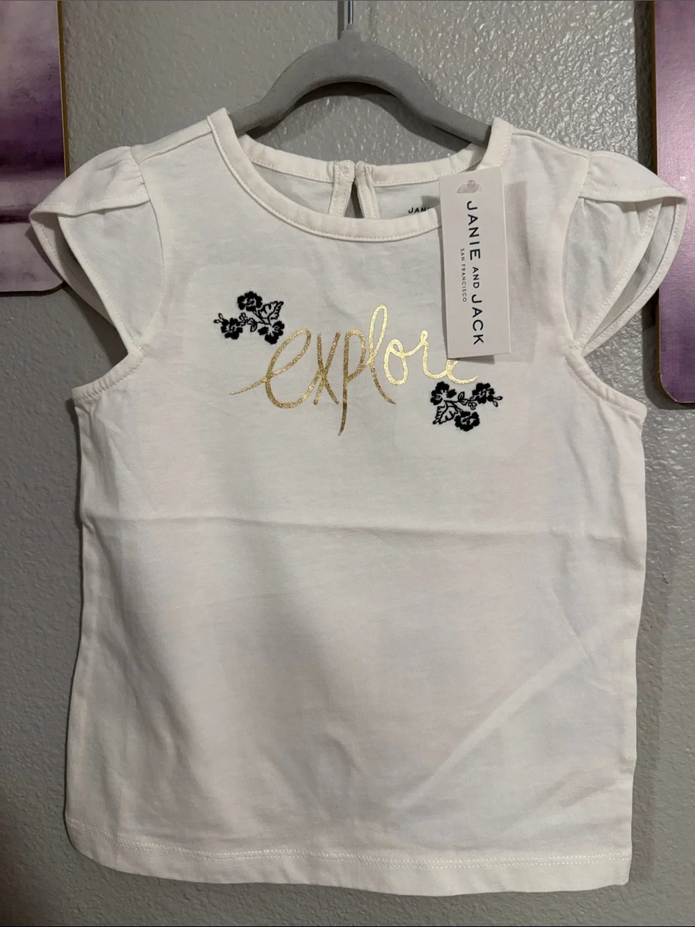 Janie and Jack size 4 girls short sleeve t shirt white cotton explore new